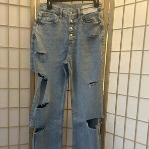 Arizona Vintage Straight Highest-Rise Button Fly Ankle Jeans Destroyed Size 11